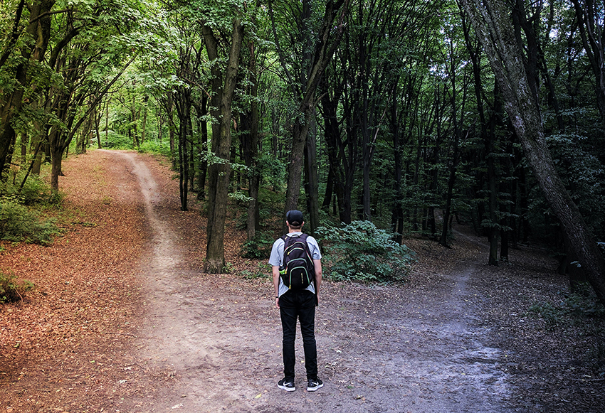 A person standing on a dirt road surrounded by trees

Description automatically generated with medium confidence
